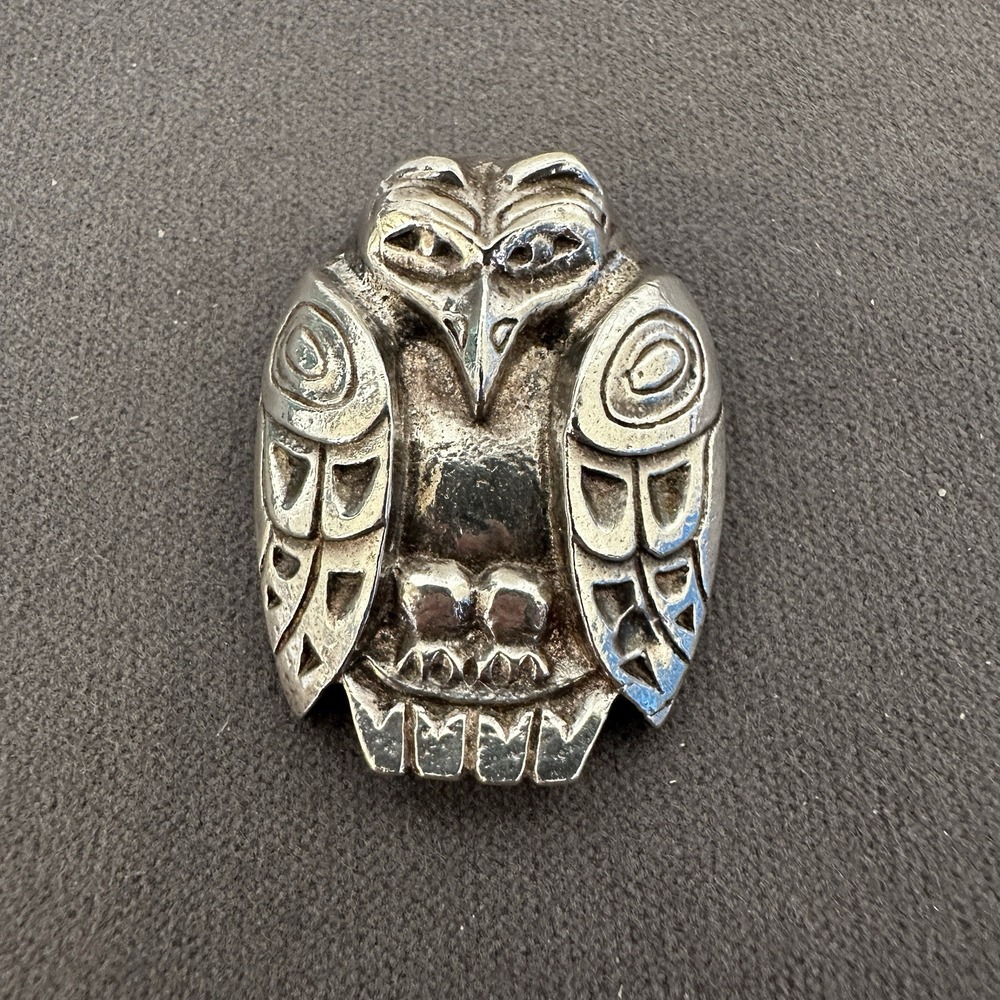 Sterling Silver Bird Brooch Pin Alaskan Totem Design